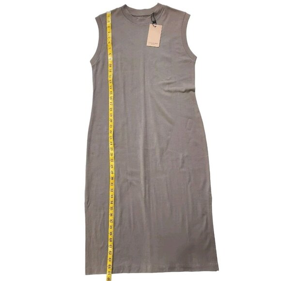 MM Lafleur NWT Alina 1.0 T-Shirt Dress M Pebble Gray Pima Cotton Midi Shift - Picture 7 of 8